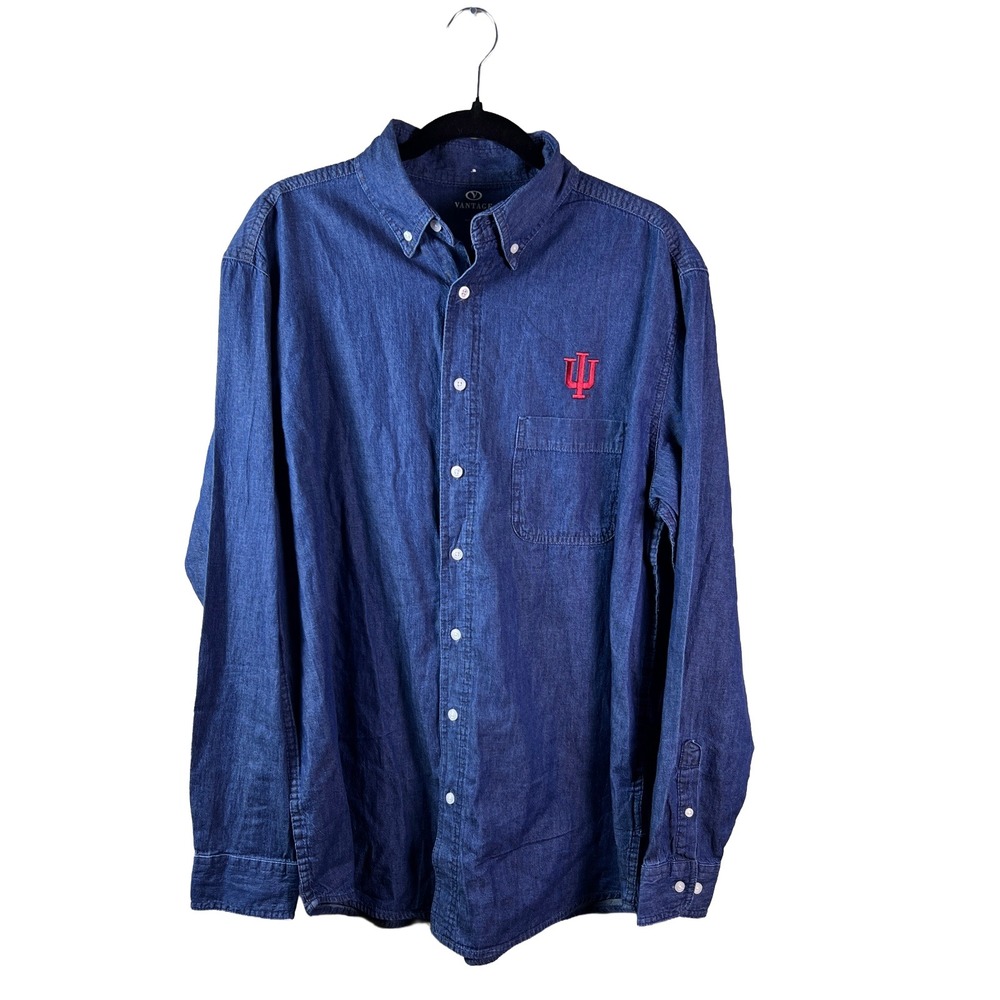 Vantage Indiana Hoosiers Denim Shirt Men's Large Western Preppy
